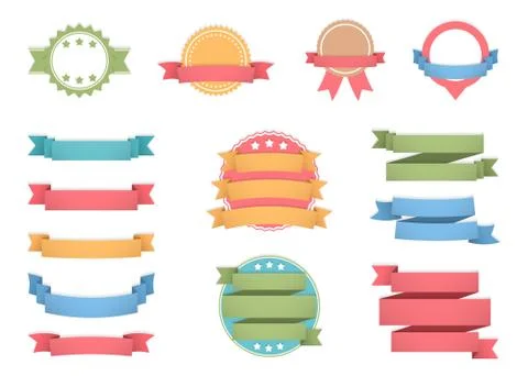 Labels with Ribbons Stock Illustration