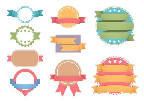 Labels with Ribbons Stock Illustration