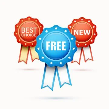 Labels with ribbons Illustrazione stock