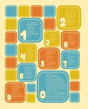 Labels square with cut lines, numbered and with space for text, vector Stock Illustration