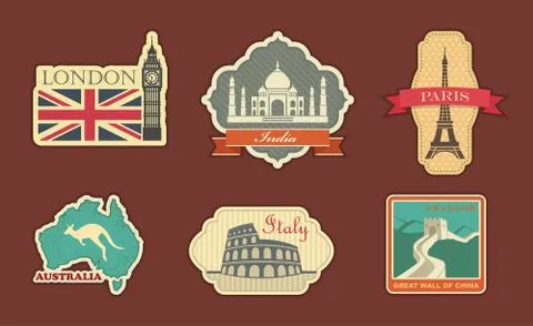 Labels of travel 스톡 일러스트