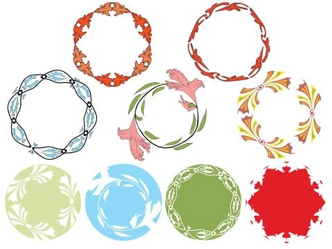 Labels with vintage elements border and imprinted borders Stock Illustration