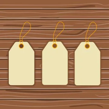 Labels on a wooden background Illustrazione stock