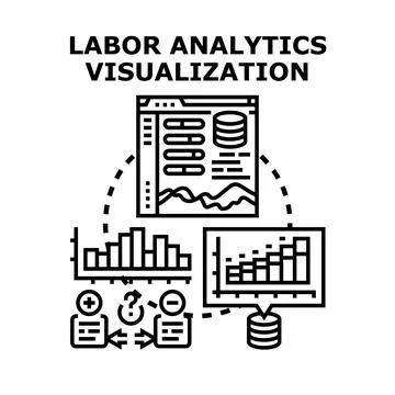 Labor analytics visualization displaying data management processing Stockillustratie