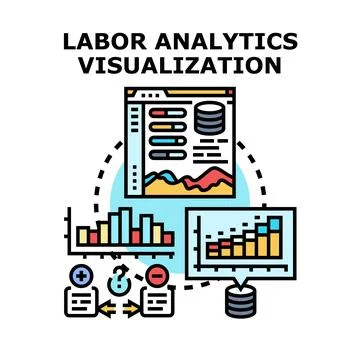 Labor analytics visualization displaying data management processing Stockillustratie