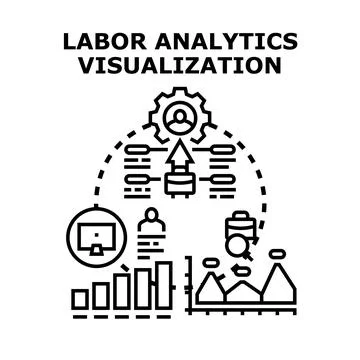 Labor analytics visualizing human resources data management Stock Illustration