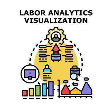 Labor analytics visualizing human resources data management Illustrazione stock