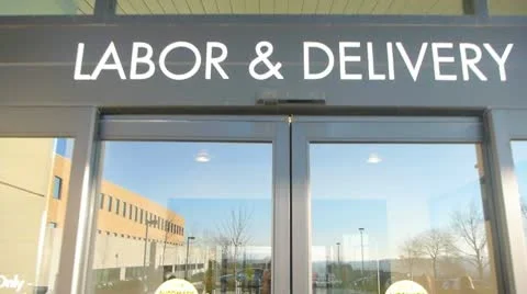 Labor and Delivery Hospital Entrance Stock Footage
