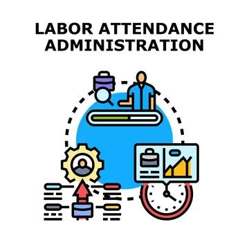 Labor attendance administration and workforce management concept Stock Illustration