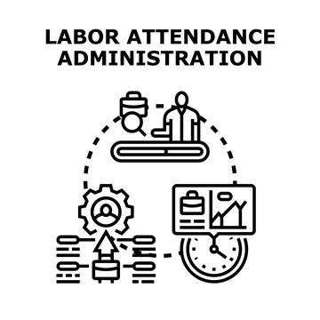 Labor attendance administration and workforce management concept Stock Illustration
