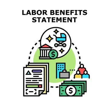 Labor benefits statement calculating employee compensation package Stock Illustration