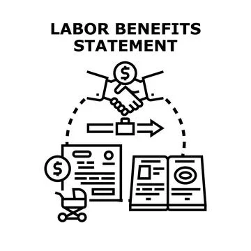 Labor benefits statement documenting employee compensation packages Stock Illustration