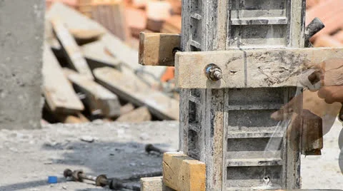 Labor build pillar in construction site Stock Footage 23191249