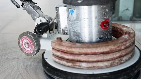 Labor cleaning the floor with cleaning machine - Slow motion Stock-Footage 117129476