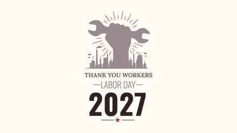 Labor Day 2027 vector graphic expressing gratitude to workers, showcasing v.. Stock Illustration