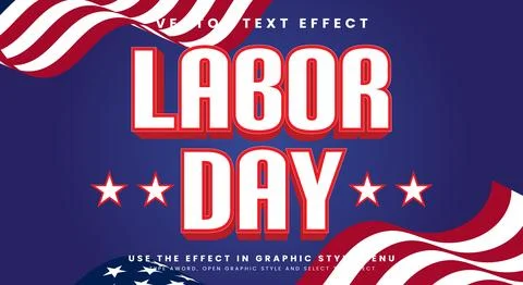 Labor day 3d editable text effect Template Stock Illustration