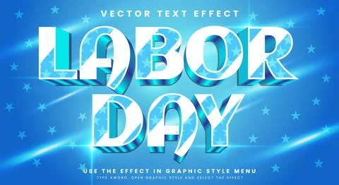 Labor day 3d editable text effect Template Stock Illustration