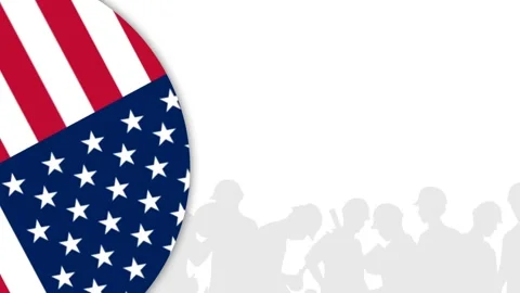 Labor Day Background with American Flag and Worker Silhouettes. Stock Footage 341677555