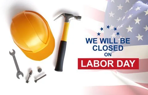 Labor Day Background. Construction tools and American flag Stock Illustration