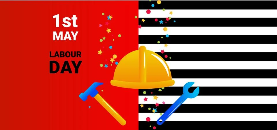 Labor Day Background with Flat Illustrations and Copy Space Stock Illustration