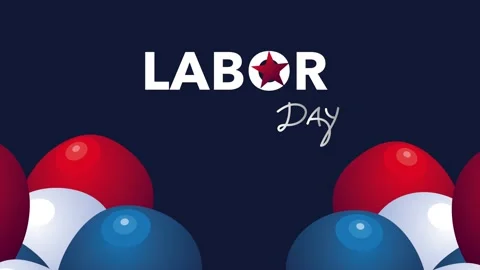 Labor day celebration animation with floating red white and blue balloons o.. 動画素材 338422818