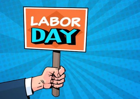 Labor Day Comic Poster Over Pop Art Background 1 May Holiday Greeting Card Stock Illustration