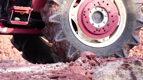 Labor Day concept: close-up operation of the tractor 스톡 동영상 105722939