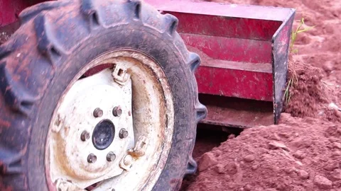 Labor Day concept: close-up operation of the tractor Stock Footage 105723162