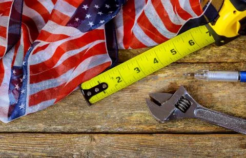Labor day concept construction tools with copy space Stock-Fotos