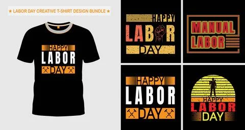 Labor Day Creative T-Shirt Design Vector Bundle Stock Illustration