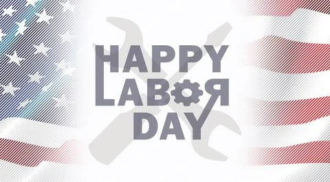 Labor Day. Creative text LABOR DAY on USA flag background. Stock Illustration
