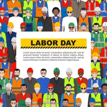 Labor day. Group of worker, builder and engineer standing together. Illustrazione stock