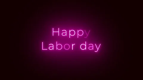 Labor Day neon glowing flickering pink sign illuminated Stock Footage 282720833