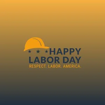 Labor Day Poster with Hard Hat and Stars on Gradient Background Stock Illustration