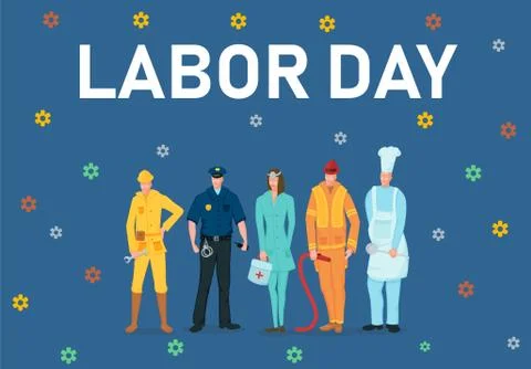 Labor Day poster with people of different occupations Stock Illustration