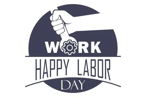 Labor Day. Round logo with text Happy Labor Day on a white background. Stock Illustration