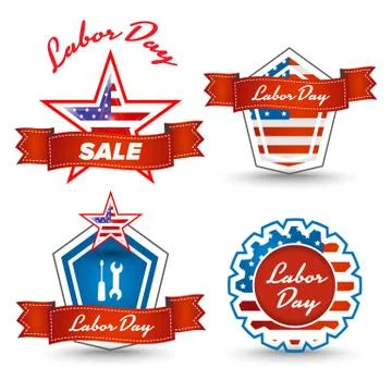 Labor day stickers Stock Illustration