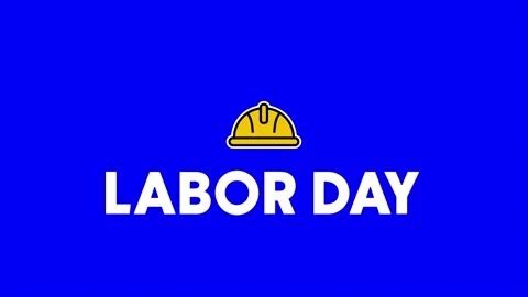 Labor Day text on Blue Background, labour and work symbol Stock Footage 239073934