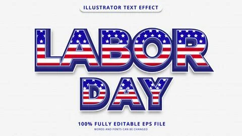 Labor day text effect editable Stock Illustration
