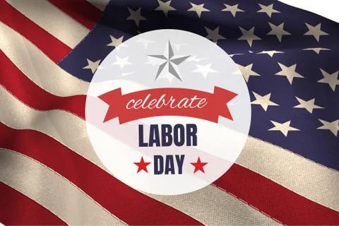Labor day text over US flag Stockfoto's