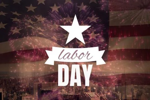 Labor day text over US flag Stock Photos