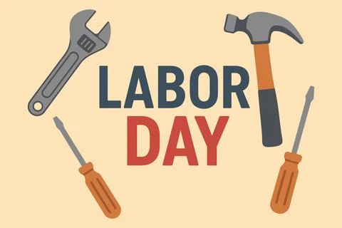 Labor day tools illustration flat design Stock Illustration