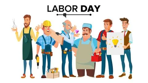 Labor Day Vector. A Group Of People Of Different Professions. Flat Isolated Stock Illustration