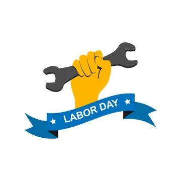 Labor Day vector illustration. Hand with wrench and text Labor Day EPS 10 Stock Illustration