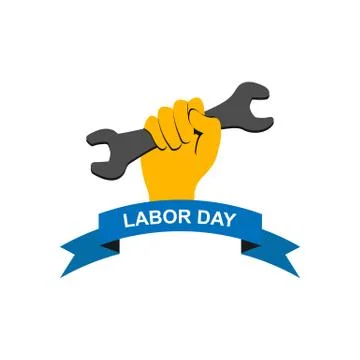 Labor Day vector illustration. Hand with wrench and text Labor Day EPS 10 Stock-Illustration
