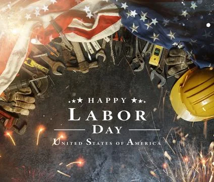 Labor Day - Work Wrench Tool With American Flag Stock Photos