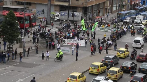 Labor Demonstration October 29, 2014 Bogota Colombia Stock Footage 43236486