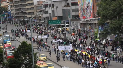 Labor Demonstration October 29, 2014 Bogota Colombia Stockbeeldmateriaal 43237389