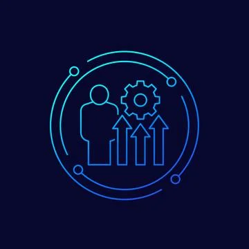 Labor efficiency icon, linear design Stock Illustration
