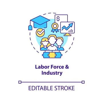 Labor force and industry concept icon Stock Illustration
